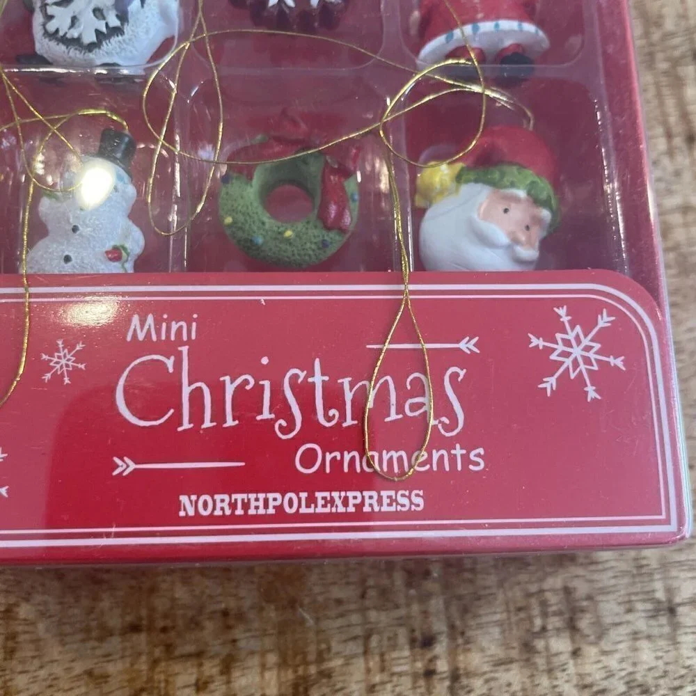 Mini Resin Christmas Ornaments Set of 12 Classic Christmas Decorations Small
